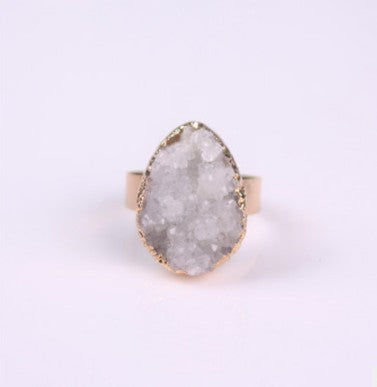Anelli Vintage da Donna con Gemma di Agata e Cristallo di Pietra Naturale color Rosa