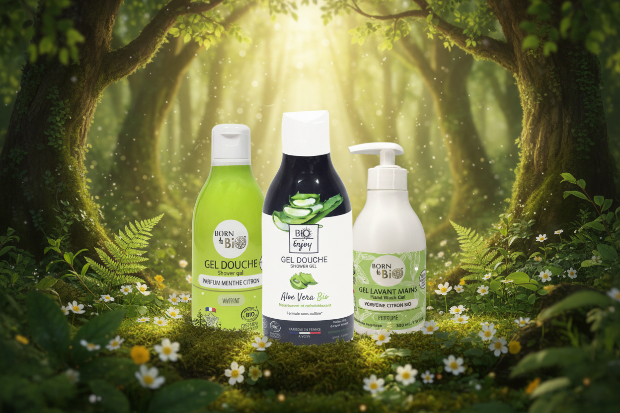 Tre gel doccia in foresta incantata